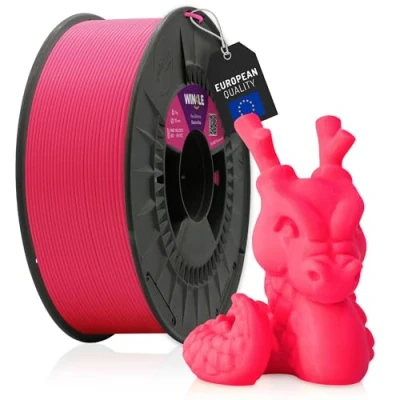 Image de WINKLE Filament PLA HD fluorescent rose électrique pour imprimante 3D 2,85 mm 1 kg Précision dimensionnelle Aspect fluo Bobine
