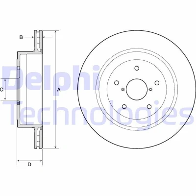Image de DELPHI BG4775C Disque de frein 316 20 5 ventilé revêtu non traité sans roulement roue, bague ABS SUBARU: Impreza II Berline