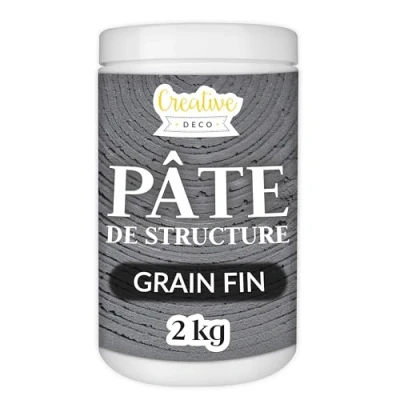 Image de Pâte de Structure CREATIVE DECO Grain Fin 2kg Gris Foncé à Relief pour Peinture Acrylique Texturée Effet 3D