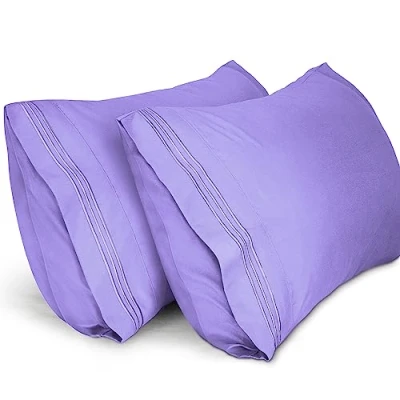 Image de Lirex 2 Pack Taies d&#039;oreiller, d&#039;oreiller en Microfibre Brossée Douce de Haute Qualité, Lavable Machine, Infroissable, Respirant (Violet Clair, 50 cm x 75 cm)