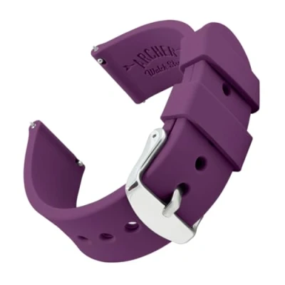 Image de Archer Watch Straps Bracelet de Montre en Caoutchouc Coloré Rechange Silicone pour Classique ou Connectée Libération Rapide (Prune, 20mm)