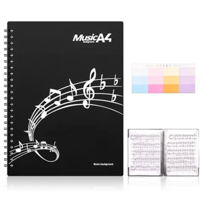 Image de Dossier de Rangement pour Partitions Musique Format A4 30 Pages / 60 pochettes G Clef, Sac Documents Stockage Papier Chanson Musiciens