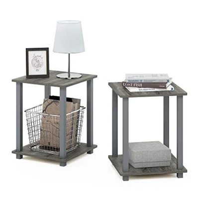 Image de Furinno Simplistic Tables de Bout, Taille Unique, Chêne Français Gris/Gris, One Size