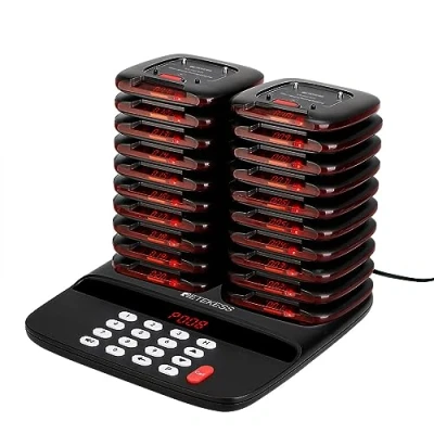 Image de Retekess TD183 Bipeur Restaurant, Système d’Appel sans Fil, FSK 800M, 28H en Veille, avec Vibration, Bipper pour Logistique, Hôtel (20 Téléavertisseurs)