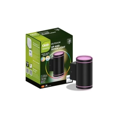 Image de Calex Lampe d&#039;extérieur LED intelligente Applique murale Up &amp; Down Lumière RVB et blanche chaude 4 W Noir