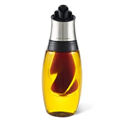 Image de Cole &amp; Mason H103069 Bristol Duo Distributeur D&#039;Huile et Vinaigrier, 450ml 50ml Verseur Bouteille Pour Vinaigre, Verre/Acier Inoxydable, 1 x Combi