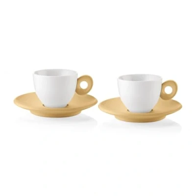 Image de Guzzini EVERYDAY 081700211 Set de 2 tasses à café avec soucoupe Jaune moutarde