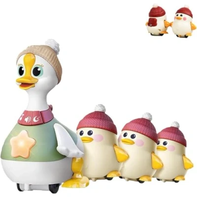 Image de Tummy Time Duck Family Toy, Swinging Crawling Walking with Baby Ducks, Ducks Toys for Toddlers 1 3 (A)
