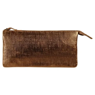Image de Clairefontaine 410048C Grande Trousse 2 Compartiments Kleo Pathra en Véritable Cuir d&#039;Agneau 22x11cm, Bronze