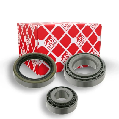 Image de FEBI BILSTEIN 05580 Kit de roulements roue Essieu avant gauche, droit avec bague d&#039;étanchéité 65 Roulement à rouleaux coniques