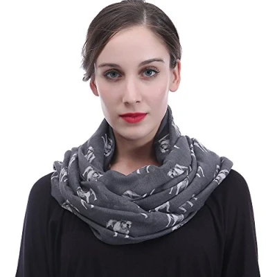 Image de Lina &amp; Lily écharpe tube snood à motif chien Bouledogue Bulldog Anglais (Gris)