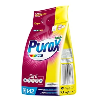 Image de PUROX COLOR Lessive en Poudre (142 Lavages) pour textiles colorés, sac de 10 kg
