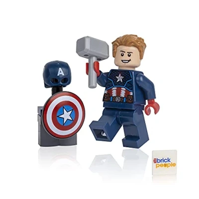 Image de LEGO Superheroes: Captain America Minifig with Shield, Stand and Hammer (Mjolnir)