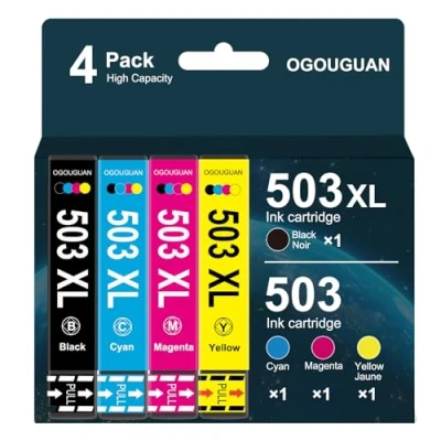 Image de OGOUGUAN 503XL Cartouches d&#039;encre Compatible pour Epson 503 XL Expression Home XP 5200 5205 XP5200 XP5205 Workforce WF 2960 2965 WF2960 WF2965 2960DWF 2965DWF (4 Paquets)