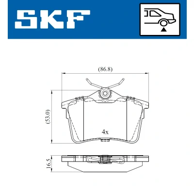 Image de SKF VKBP 90036 Jeu de plaquettes frein non préparé pour indicateur d&#039;usure avec accessoires