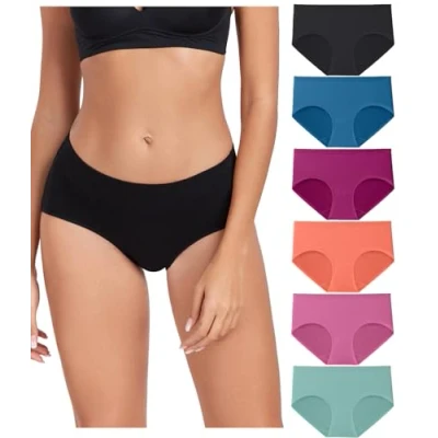 Image de wirarpa Culotte Femme Coton Slip Confortable Culottes Doux Lot de 6 Multicolor Taille L