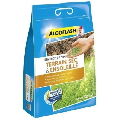 Image de ALGOFLASH Semence Gazon Terrain Sec et Ensoleillé, 3 Kg, Jusqu&#039;à 135 m², SEMSOL3