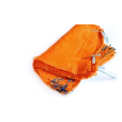 Image de Lot de 100 sacs en filet orange Net avec cordon serrage Pour légumes ou bois 40 cm x 60 Capacité : 15 kg
