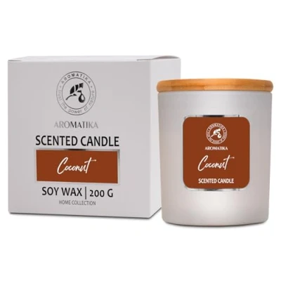 Image de Bougie Parfumée Coco Noix de Cire Soja en Jarre Aromathérapie Désodorisant pour la Maison Idée Anniversaire Noël