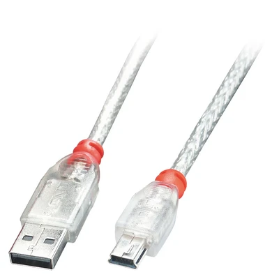 Image de Lindy Câble USB 2.0 A vers Mini B, Transparent, 1m