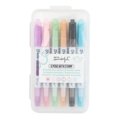 Image de Mr.Wonderful Set de 6 stylos couleur avec tampon encreur Create your own magic