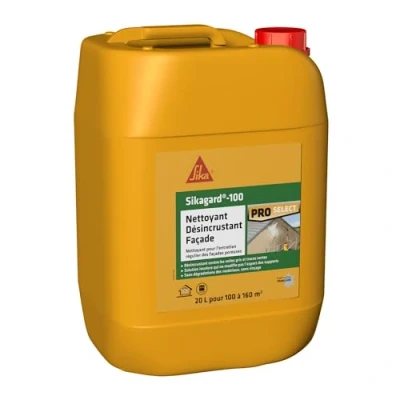 Image de SIKA Nettoyant de façade Sikagard 100 Désincrustant Multisupports Idéal contre les traces noires, vertes et rouges Sans rinçage Prêt à l&#039;emploi Pour 160m2 20L