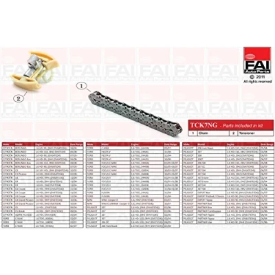 Image de FAI AutoParts TCK7NG Jeu de distribution à chaînes sans joints, roues dentées Simplex, Chaîne vélo PEUGEOT: 207 3/5 portes, 308 I portes