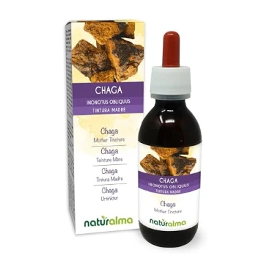 Image de Chaga ou Polypore oblique (Inonotus obliquus) champignon Teinture Mère sans alcool Naturalma Extrait liquide gouttes 120 ml Complément alimentaire Végétalien végan
