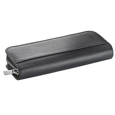 Image de LAMY A 403 Lederwaren 859 Étui à fermeture éclair en cuir de veau qualité supérieure couleur noire pour deux stylos