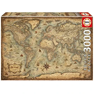 Image de Educa Puzzle de 3000 pièces pour Adultes Mapamundi. Mesure : 120 x 85 cm. Comprend Un Service pièce Perdu jusqu&#039;à Stock. Recommandé 14 Ans (19567)
