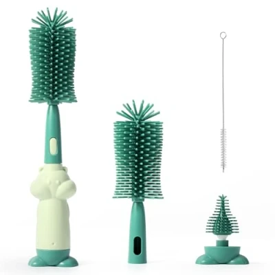 Image de Diboniur Goupillon Biberon,Ensemble De Brosse Biberon BéBé 3 en 1,Ecouvillon Silicone Doux,RéSistant Aux Rayures Et Durable,Nettoyeur pour Nettoyer Les Biberons Tasses