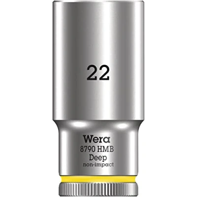 Image de Wera 05004544001 8790 HMB Deep Douille 3/8“, Jaune Clair, 22.0 mm