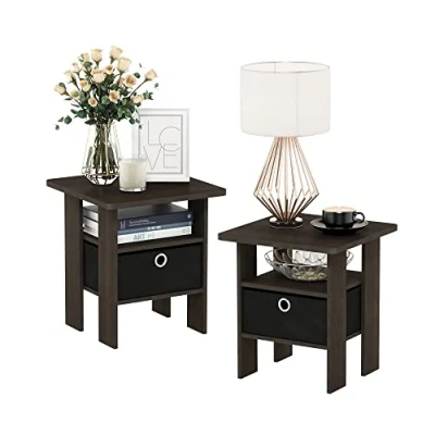 Image de Furinno Andrey Tables de Bout, Brun, Taille Unique, Bois, Marron Foncé/Noir, One Size
