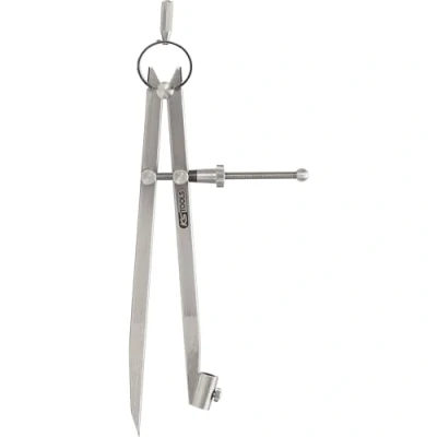 Image de KS Tools 300.0411 Compas porte crayon acier carbone bruni Pointe trempée Longueur 200 mm Ouverture