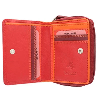 Image de Visconti Rainbow Collection Porte Monnaie pour Femmes en Cuir RFID Blocage RB53 Rouge Multi