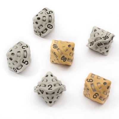 Image de Set de Dés JDR D10 &amp;%D10 Lot Six 10 Faces Quatre &amp; Deux%D10 (D100) Jeu Role à Thème Crâne et Os. Cadeau pour Donjons Dragons/Dungeons Dragons (DND), Warhammer, D&amp;D (Mixte)