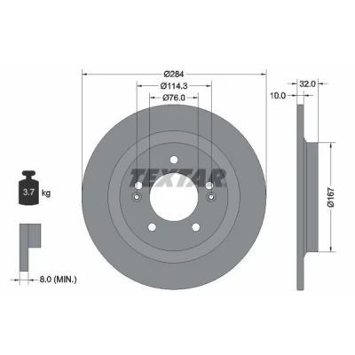 Image de TEXTAR 92333303 Disque de frein 284 10 05/07 114,3 plein revêtu sans boulon fix roue, moyeu roue