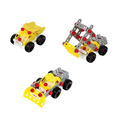 Image de Theo Klein 8792 Bosch 3 en 1 Set de Construction Constructor Team pour Construire Divers engins Chantier avec fiches modèles différents Jouet Enfants à partir Ans