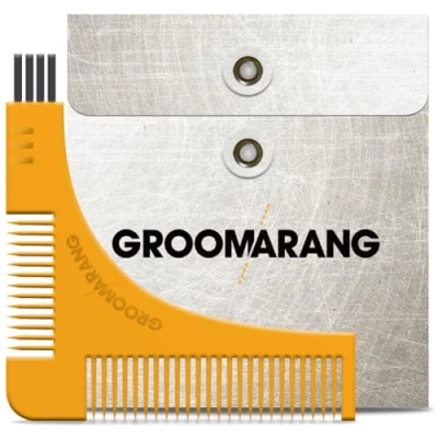 Image de Groomarang Pochoir à Barbe avec 2 Peignes Intégrés/Brossette de Nettoyage