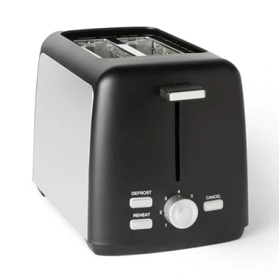 Image de Amazon Basics Grille Pain 2 Tranches avec 7 Niveaux de Dorage et Tiroir Ramasse miettes Amovible, Fentes Extra Larges, 800W, Noir