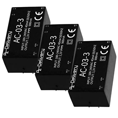 Image de AZDelivery 3 x 220 V à 3,3 Mini Adaptateur d&#039;alimentation Compatible avec Arduino et Raspberry Pi incluant Un E Book!