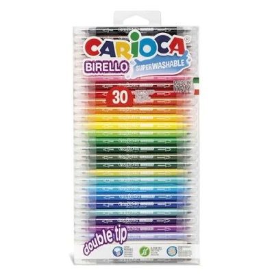 Image de Carioca Marqueurs Birello à Double Pointe, Edition Spéciale avec Pointe Fine et Moyenne Encre Super Lavable Non Toxique, 30 Pièces