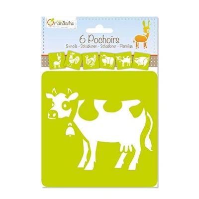 Image de Avenue Mandarine 42440MD Un paquet DE 6 POCHOIRS 15x15 cm avec notice incluse À partir 3 ans ANIMAUX LA FORÊT