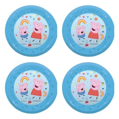 Image de Procos Assiettes Peppa Pig Messy Play en plastique, 4 pièces, réutilisables, vaisselle de fête pour anniversaire ou à thème, Wutz