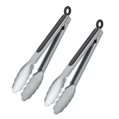Image de Westmark Classic Spezial Midi 162422E3 Lot de 2 pinces à barbecue en Acier inoxydable avec poignées caoutchouc Longueur 27,5 cm inoxydable/plastique Argenté/noir