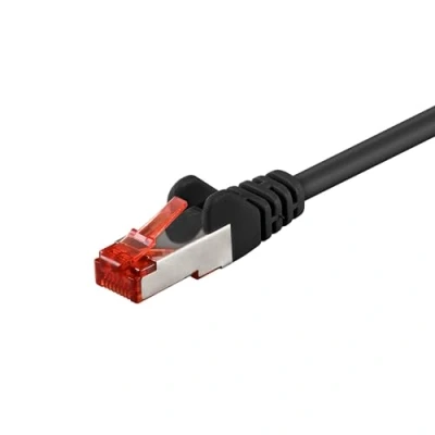 Image de Goobay 92698 Câble Ethernet CAT 6a double blindage S FTP jusqu&#039;à 10000 Mbps 500 Mhz cuivre sans halogène avec Connecteurs RJ 45 plaqués or Noir 1,5 m