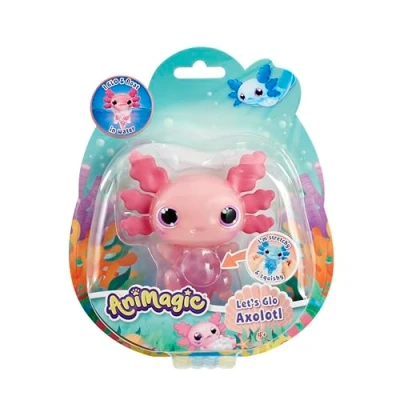 Image de ANIMAGIC Let’s Glo Axolotl Animal de Compagnie Électronique &amp; Lumineux Rose Pour Enfants dès 4 Ans Jeu Sensoriel Expérience Tactile Corps Extensible Flotte Brille dans l’Eau