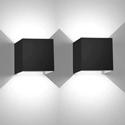 Image de Lot de 2 Applique Murale Intérieur,12W 3000K Blanc Chaud Lampes Murales LED,Etanches IP65,Applique Décorative Moderne pour Chambre Couloir Salon Balcon Hôtel Bar