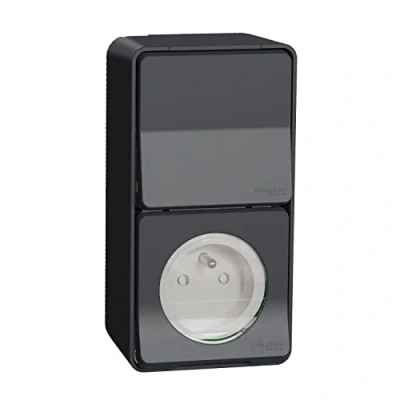 Image de Schneider Electric MUR36025 Prise de courant + Va et Vient verticale mureva Styl, 250 V, Gris