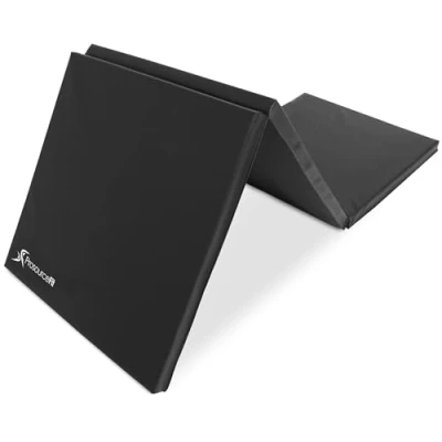 Image de ProsourceFit Tri Fold Folding Thick Exercise Mat 6’x2’ with Carrying Handles for MMA, Gymnastics Core Workouts, Black